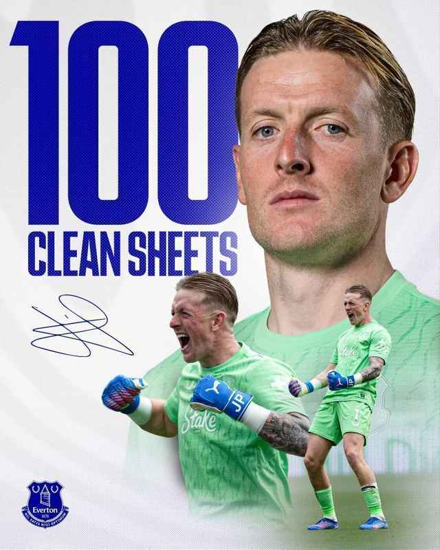  皮克福德迎来里程碑；埃弗顿门神百场零封达成。 体育新闻